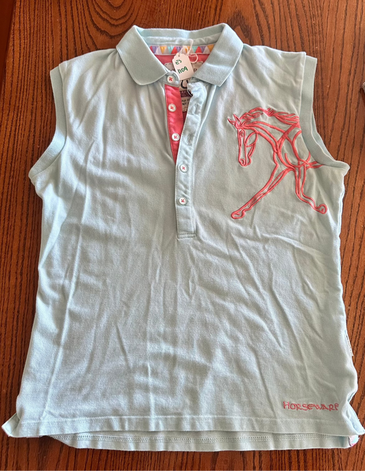 Women's L Light Blue Horseware Embroidered Logo Short Sleeve Tee